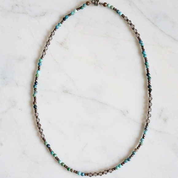 Handmade Jewelry - 💎 Luxurious Boho Chic: Turquoise & Smoky Quartz Choker Necklace 💎